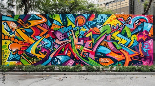 vibrant street art mural showcasing artists creativity colorful graffiti and text design