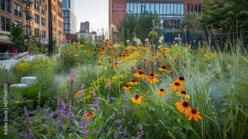 vibrant wildflowers flourish in urban green space city center biodiversity photography