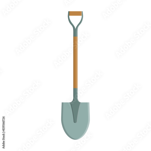 Shovel flat vector illustration on white background. Simple garden shovel icon vector design