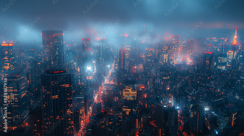 Fototapeta premium Vibrant cityscapes at night.