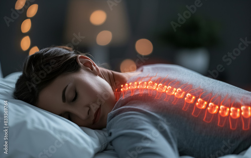 Woman Sleeping with Focus on Spinal Alignment