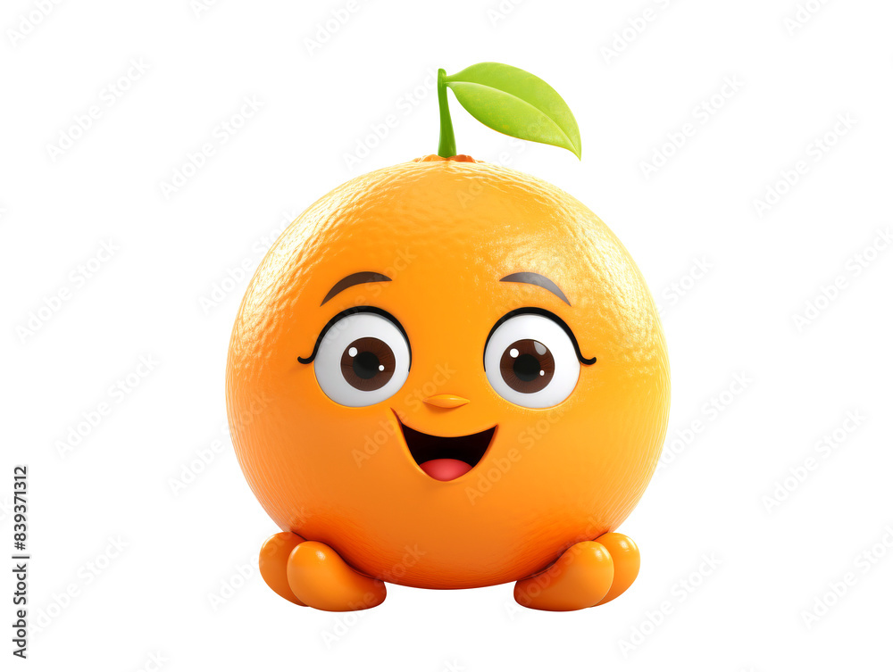 Cute orange character on solid white background Cute orange character on solid white background