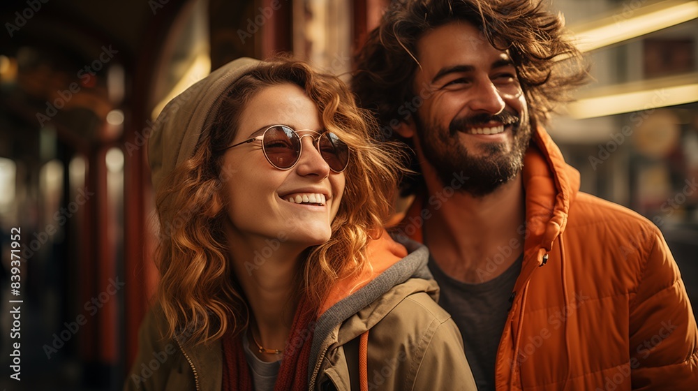 Couple exploring a new city together Couple exploring a new city together
