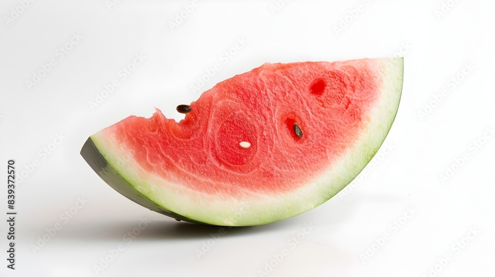 Vibrant Watermelon Slice on Simple White Background,Showcasing Juicy Tropical Freshness Vibrant Watermelon Slice on Simple White Background,Showcasing Juicy Tropical Freshness