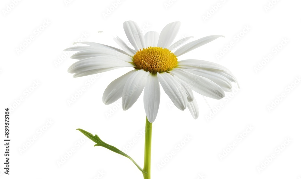 Pure Beauty: Realistic Daisy Bloom in High Contrast Photography on White Background Pure Beauty: Realistic Daisy Bloom in High Contrast Photography on White Background