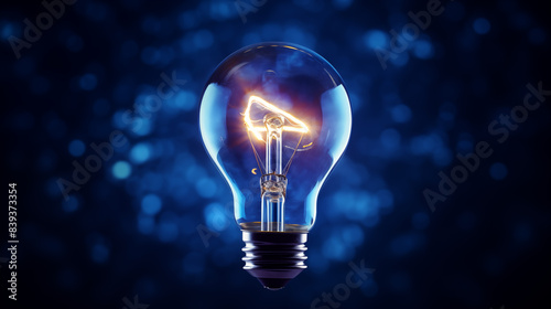light bulb on blue background, concept of creativity