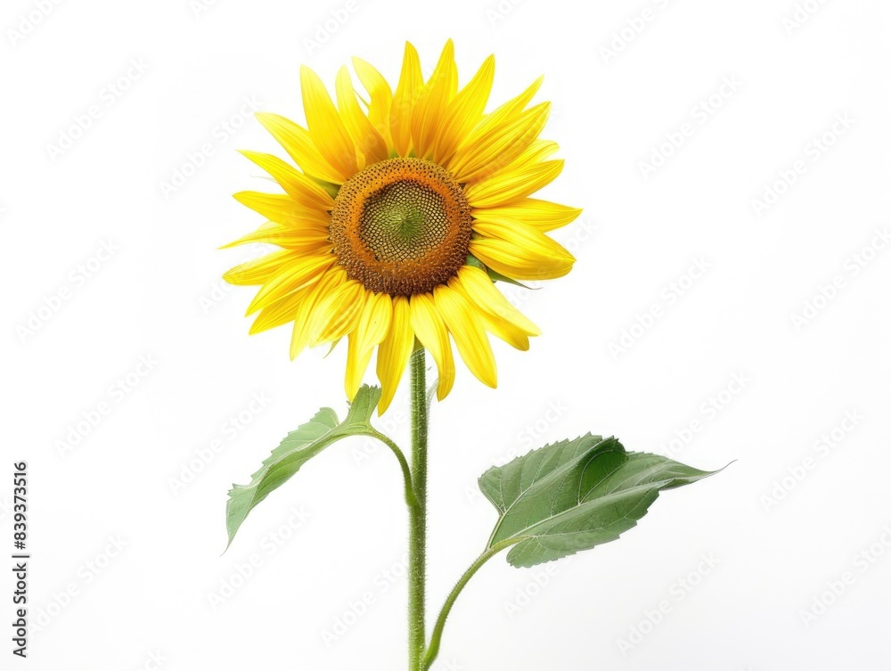 Radiant Sunflower: Vibrant Bloom of Happiness on White Background Radiant Sunflower: Vibrant Bloom of Happiness on White Background