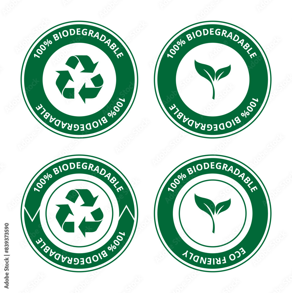 Pegatinas 100 % biodegradable. Vector Pegatinas 100 % biodegradable. Vector