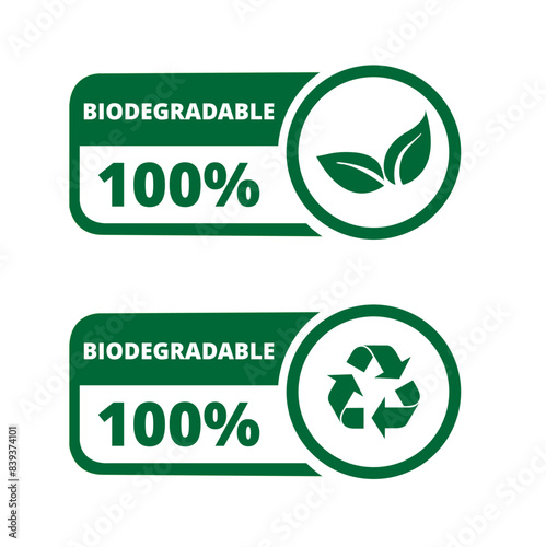 Cartel con mensaje de 100 % biodegradable. Vector