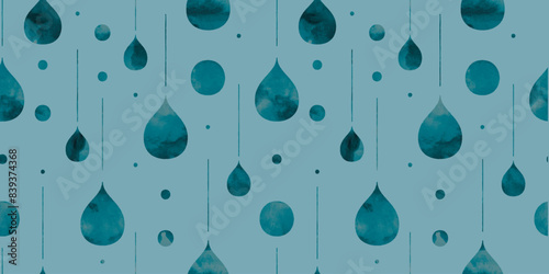 Watercolor water drops background. Seamless pattern.Vector. 水彩水滴パターン