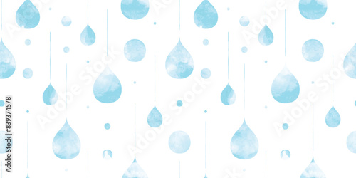 Watercolor water drops background. Seamless pattern.Vector. 水彩水滴パターン