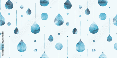 Watercolor water drops background. Seamless pattern.Vector. 水彩水滴パターン