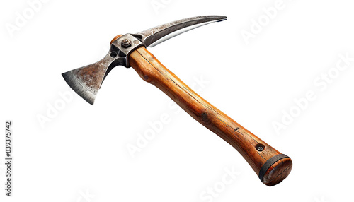 Vintage mountain ice axe  isolated on transparent or white background. photo