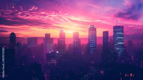 Wallpaper Mural Silhouettes of skyscrapers against a colorful sunset sky, capturing the beauty and majesty of city skylines Torontodigital.ca