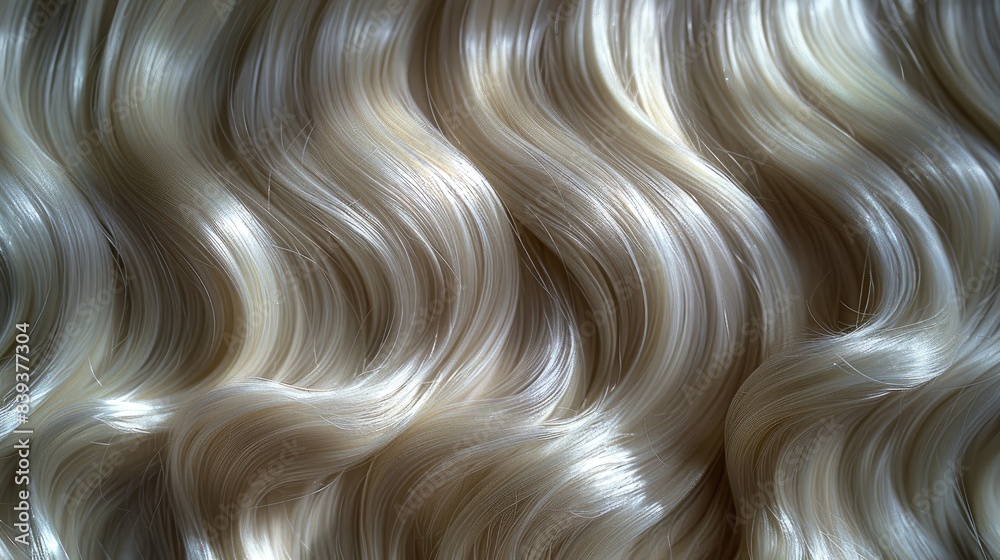A woman's long, blonde hair with a wavy texture A woman's long, blonde hair with a wavy texture