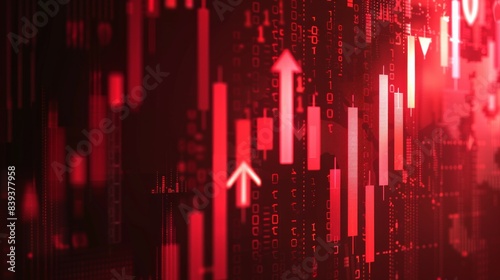 stock market crash , arrows pointing down, background, red