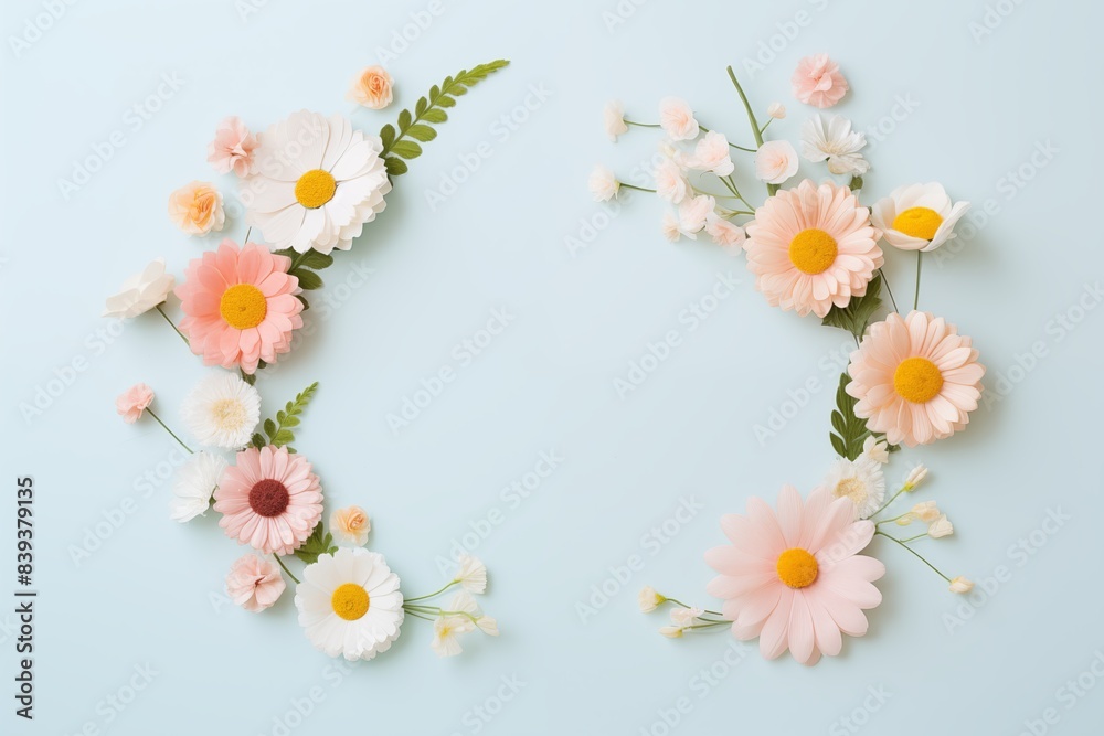 Flowers paper cut design. Beautiful spring paper cut flowers on soft color background. Valentine's Day, Birthday, Happy Woman Day, Mother's Day. Holiday poster and banner with flower papercut Flowers paper cut design. Beautiful spring paper cut flowers on soft color background. Valentine's Day, Birthday, Happy Woman Day, Mother's Day. Holiday poster and banner with flower papercut