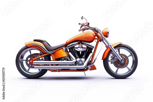 White backdrop with an orange motorbike isolated. Generative Ai
