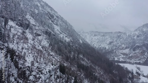 Attersee in Winter, Upper Austria, Austria, Drone Footage, Snow-Covered Mountains