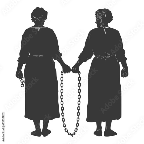 Silhouetted Women: Holding Chains, Freedom Fighters, Historical Symbolism.