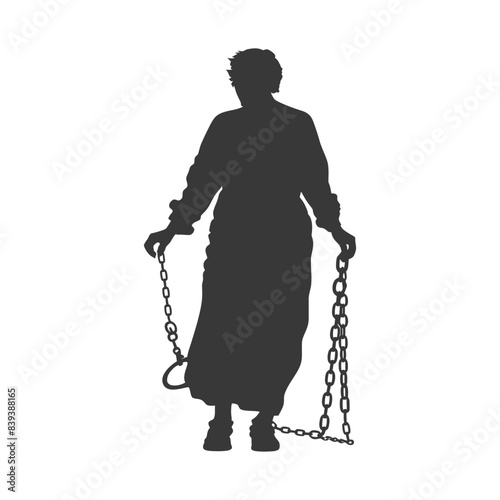 Silhouette of a Woman in Dress with Chains - Burden of the Past Concept.