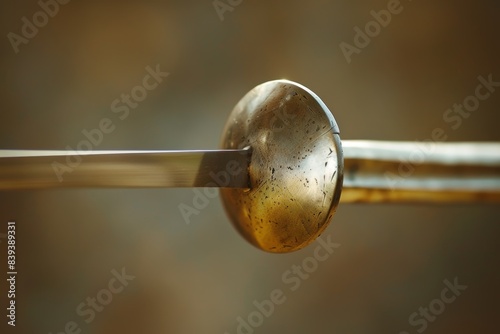 Artistic Close-Up of a Fencing Sword's Blade Tip with Sharpness and Fine Details Highlighted