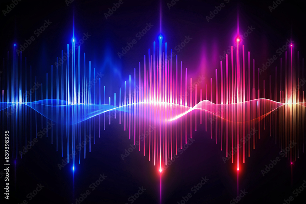 a purple and blue abstract image of a sound wave and light lines on black background a purple and blue abstract image of a sound wave and light lines on black background
