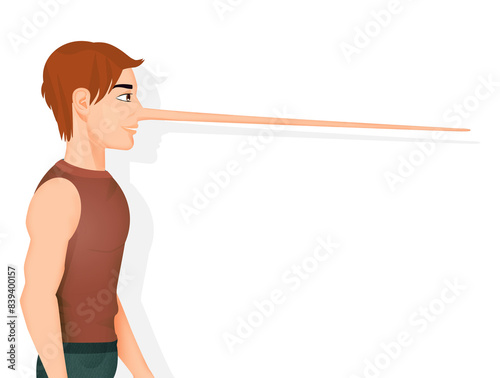 Photos illustration of lying man on white background
