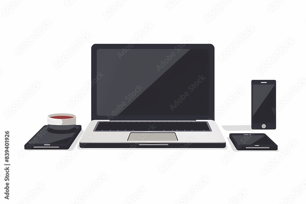 Technology Concept: 64-Bit Tray Vector Illustration on White Background Technology Concept: 64-Bit Tray Vector Illustration on White Background