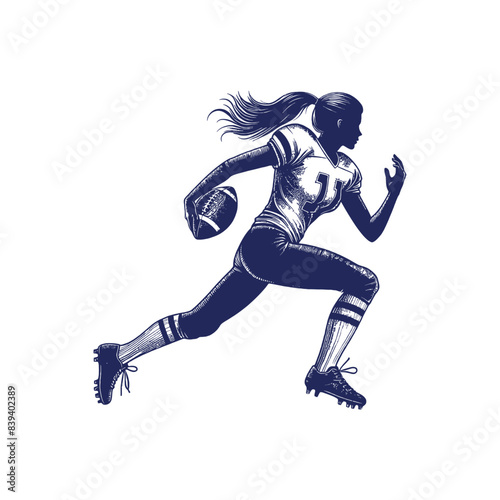 American football player silhouettes Clip art isolated vector illustration on white background