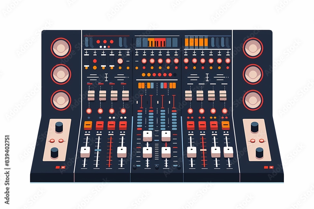 Modern 64-Bit Mixer Vector Illustration in Flat Design on White Background Modern 64-Bit Mixer Vector Illustration in Flat Design on White Background