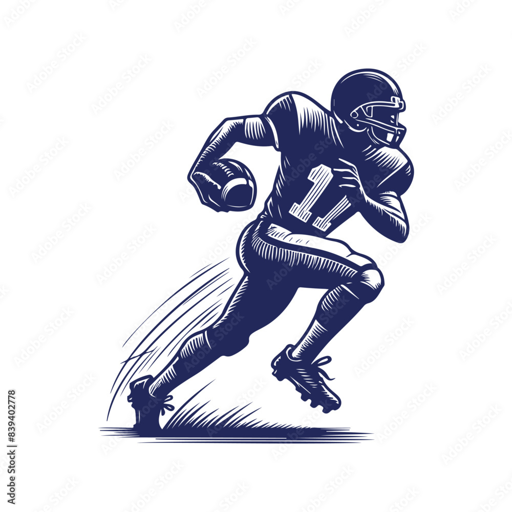 Obraz premium American football player silhouettes Clip art isolated vector illustration on white background