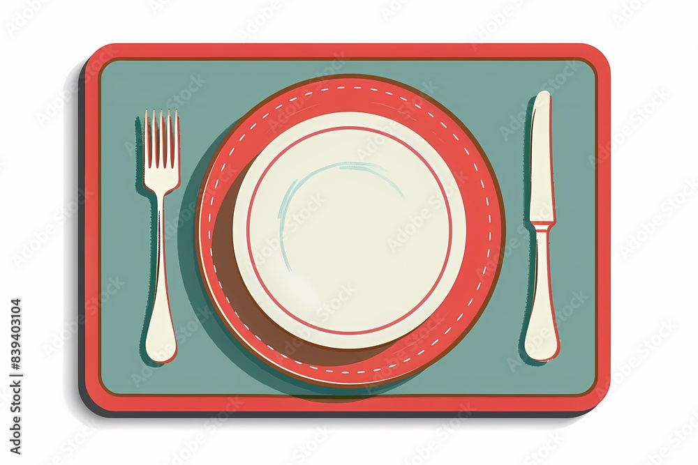 Futuristic 64-Bit Technology Placemat Vector Illustration on White Background