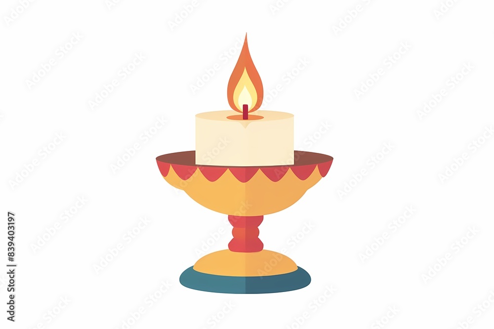 Modern 64-bit Candle Holder Illustration in Vector Flat Design on White Background Modern 64-bit Candle Holder Illustration in Vector Flat Design on White Background