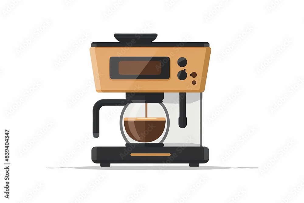 Efficient 64-Bit Coffee Maker Vector Illustration on Isolated White Background Efficient 64-Bit Coffee Maker Vector Illustration on Isolated White Background