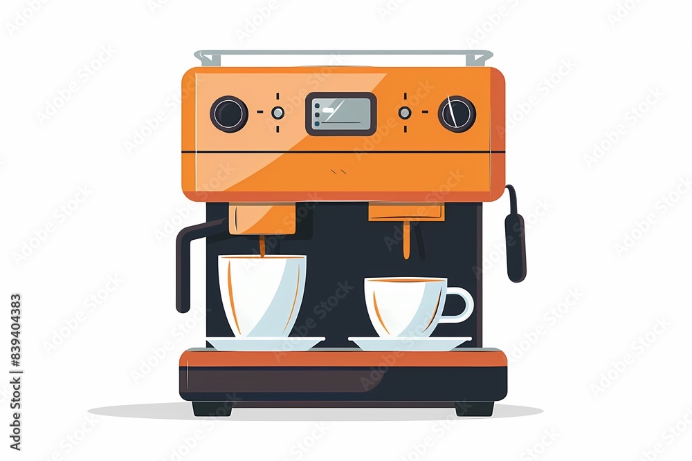 Futuristic 64-Bit Coffee Maker Vector Illustration on White Background Futuristic 64-Bit Coffee Maker Vector Illustration on White Background