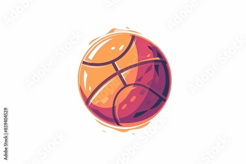 Futuristic 64-Bit Basketball Vector Illustration on White Background