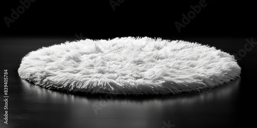 Fluffy White Shag Wool Carpet on Black Background - AI Generated