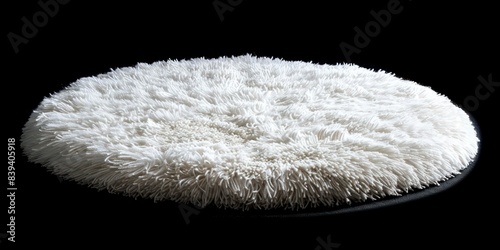 Fluffy White Shag Wool Carpet on Black Background - AI Generated