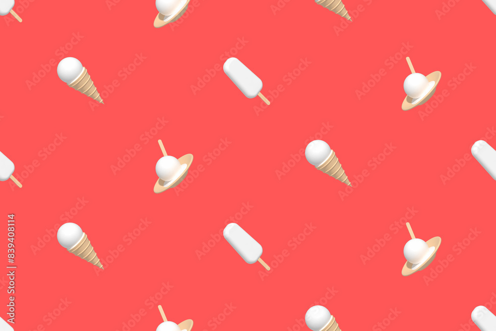 Ice cream. Seamless pattern on the theme of ice cream. Ice cream. Seamless pattern on the theme of ice cream.