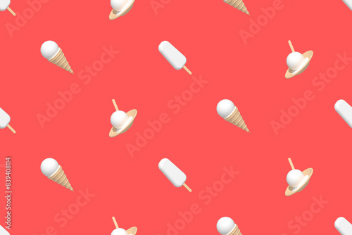 Ice cream. Seamless pattern on the theme of ice cream.