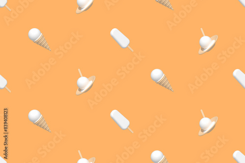 Ice cream. Seamless pattern on the theme of ice cream.