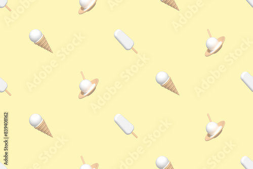 Ice cream. Seamless pattern on the theme of ice cream.