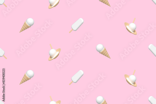 Ice cream. Seamless pattern on the theme of ice cream.