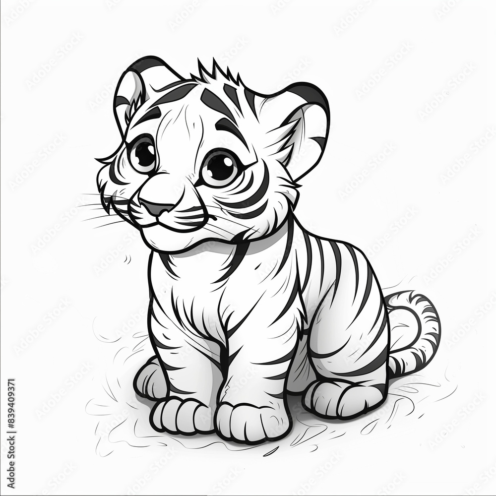 Cute tiger coloring book drawing Cute tiger coloring book drawing