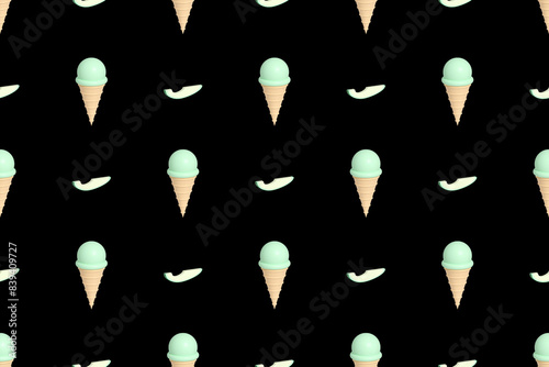 Seamless pattern on the theme of ice cream. Avocado ice cream.