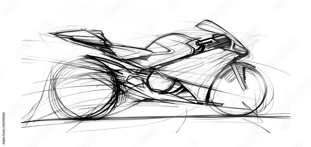 Obraz premium Hand-Drawn Sketch of a Modern Motorcycle Design. Generative AI