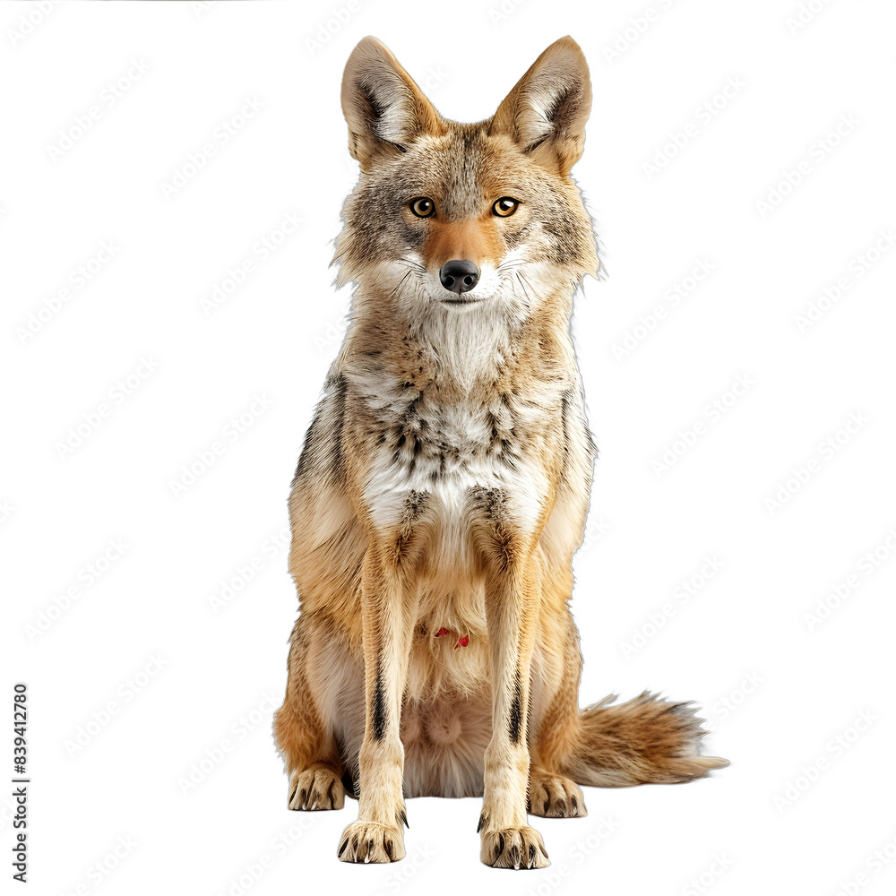 Fototapeta premium [Transparent Background PNG]A coyote sits on a white background