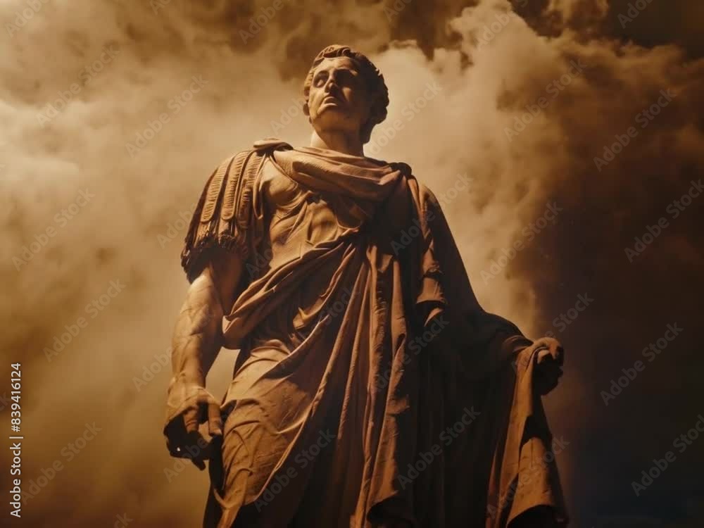 A statue stands tall amidst smoke, embodying the enduring spirit of the Olympic Games. Its stoic presence signifies strength and the timeless legacy of competition and glory. A statue stands tall amidst smoke, embodying the enduring spirit of the Olympic Games. Its stoic presence signifies strength and the timeless legacy of competition and glory.