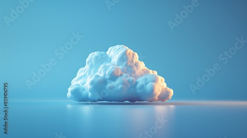Beautiful fluffy cloud hovering in a serene blue sky. Perfect for nature, weather, or sky themes in your creative projects. 3D Illustration.